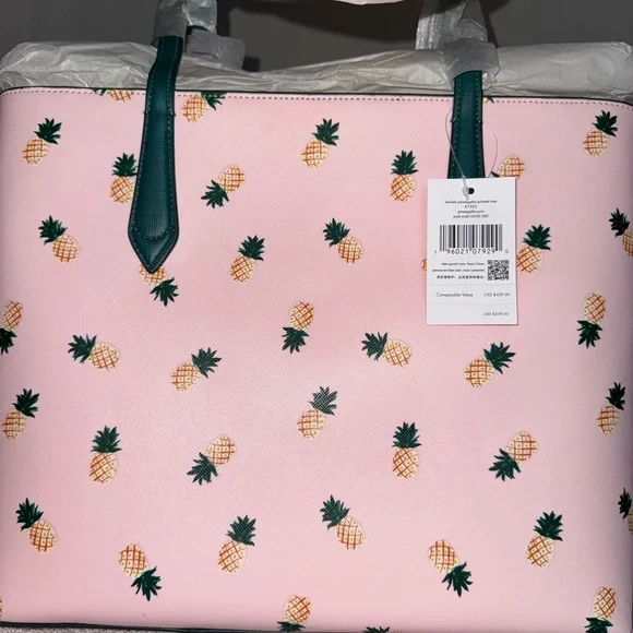 Kate Spade Pink Pineapple Tote, Wallet, and Make-Up Case Set - Picture 5 of 14